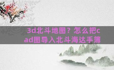 3d北斗地图？怎么把cad图导入北斗海达手簿