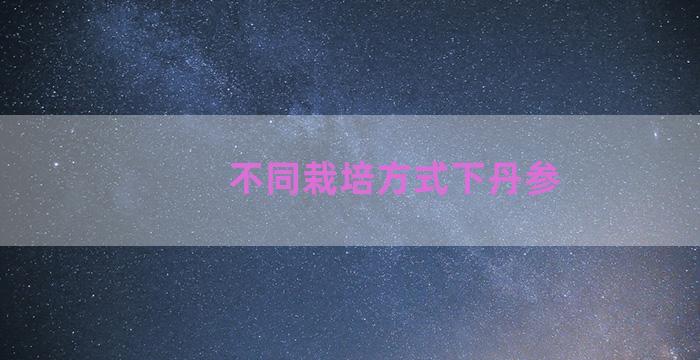 不同栽培方式下丹参